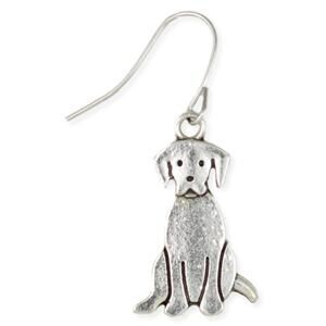 Sitting Dog Dangle Earrings | Silver Tone | Gift for Dog Lovers